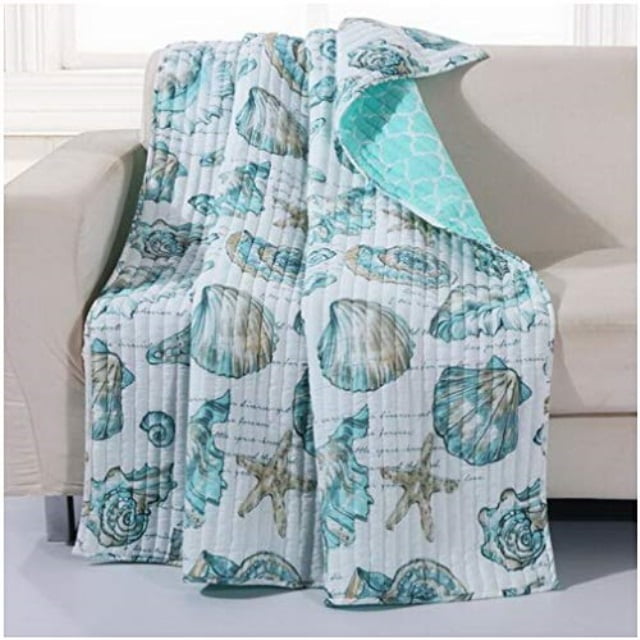 Finely Stitched Seaside Beach Seashell Coastal Inspired Lap Throw