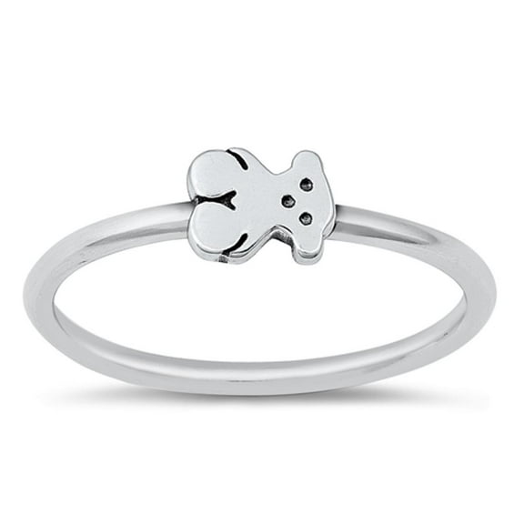 Polished Teddy Bear Ring .925 Oxidized Sterling Silver Band Jewelry Female Male Unisex Size 5