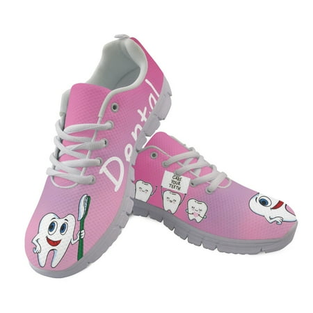 

Light Lace Up Sport Running Ladies Shoes For Women 2023 Sneakers Woman Casual Shoes Cartoon Dental 3D Print Mesh Womens Flats