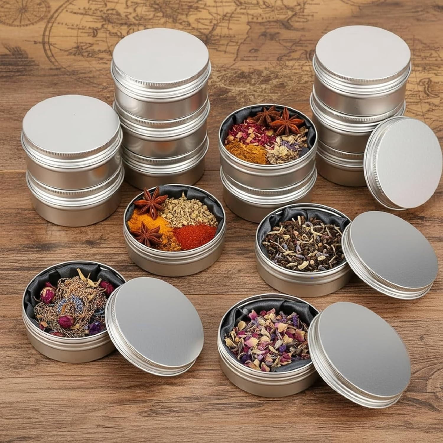 24 Pcs 4 oz Metal Tin Cans Aluminum Round Tin Containers Empty Cans with Screw Lid for Candle Storage Cosmetic Sample Travel Salve Cream