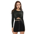 thumbnail image 2 of Unique Bargains Women's Twist Long Sleeve Cut Out Front Glitter Cross Crop Tops, 2 of 6