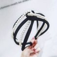 thumbnail image 4 of Sonducket Banda para el cabello Pearl Knot Diadema Estilo elegante Hairbands Pearls Wrap Multicolor Ajustable Diademas estrechas Negro Type3 NO3, 4 of 6