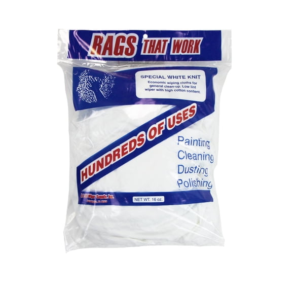 Arkwright White Knit T-Shirt Material Cleaning Rags (1 Pound Bag), 14x14 to 20x20, Multipurpose Cleaning Solutions