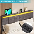 thumbnail image 4 of Full Size Bed Frame with 4 Storage Drawers and LED Lights Headboard Footboard, Upholstered Platform Bed Frame with USB Ports,Square Stitched Button Tufted Design, Dark Grey, 4 of 7