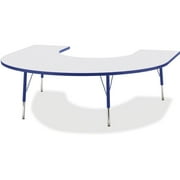 Jonti-Craft Berries Elementary Height Prism Edge Horseshoe Table - Blue Horseshoe-shaped, Laminated Top - Four Leg Base - 4 Legs - Adjustable Height - 15" to 24" Adjustment - 66" Table Top Length...