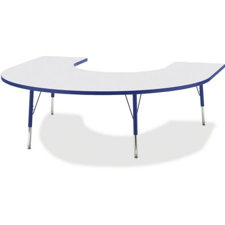 Jonti-Craft Berries Elementary Height Prism Edge Horseshoe Table - Blue Horseshoe-shaped, Laminated Top - Four Leg Base - 4 Legs - Adjustable Height - 15" to 24" Adjustment - 66" Table Top Length...