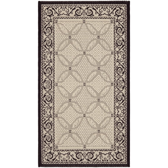 SAFAVIEH Courtyard Gaus Geometric Indoor/Outdoor Area Rug, 2' x 3'7", Sand/Black