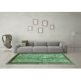 thumbnail image 3 of Ahgly Company Machine Washable Indoor Square Abstract Turquoise Blue Modern Area Rugs, 3' Square, 3 of 4