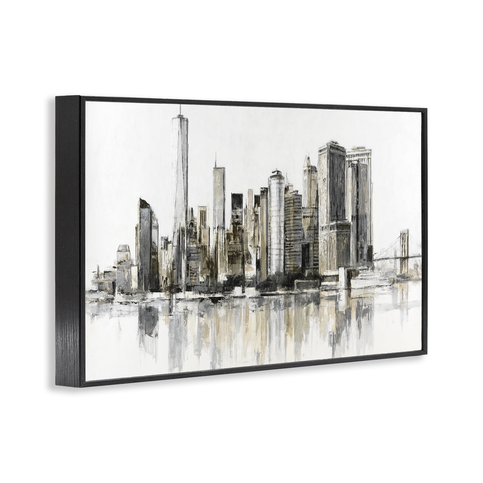 Stupell Industries Urban Skyline Reflection Black Framed Giclee Art, design by Lorenzo Collective