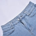 thumbnail image 7 of LINGLANG Women's Street Style Frayed Edge Design Denim Shorts High Waisted Washed Jean Shorts Fashionable Distressed Summer Denim Bottoms for Daily, 7 of 7
