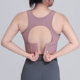 thumbnail image 6 of Womens Bras Bagged Sports Underwear High Waist Gathered Abdominal Heart Showing Thin Yoga Bra Beautiful Back Hollowed Out Fitness Bra Sports Bras for Women Purple 5XL, 6 of 7