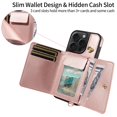 thumbnail image 2 of ELEHOLD Wallet Case for iPhone 14 Pro Max, PU Leather Flip Case with Crossbody & Wrist Strap,Full Protection Case with Card Slots & Kickstand,Rosegold, 2 of 7