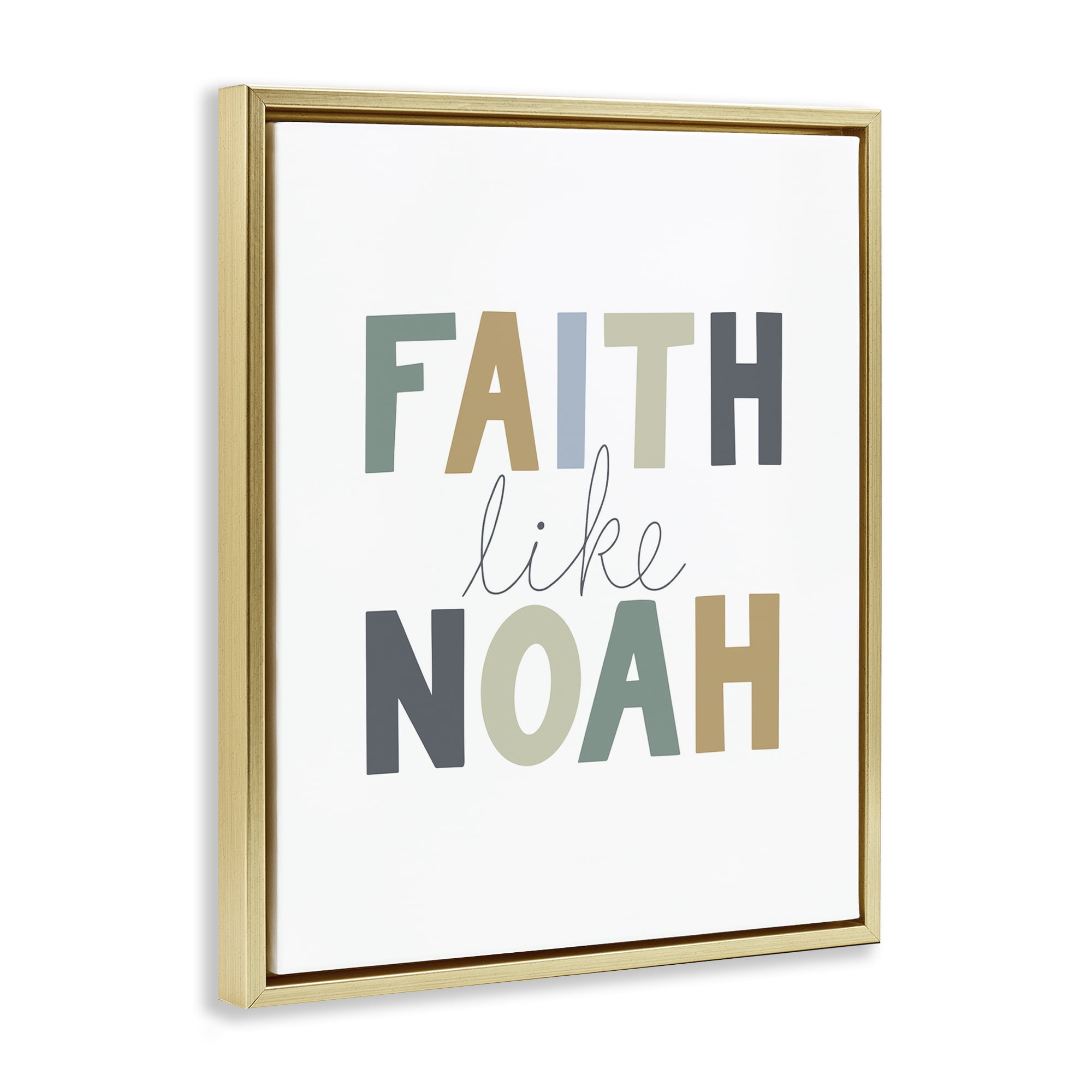 Stupell Industries Faith Like Noah Religious Painting Gold Floater Framed Art Print Wall Art, 25 x 31