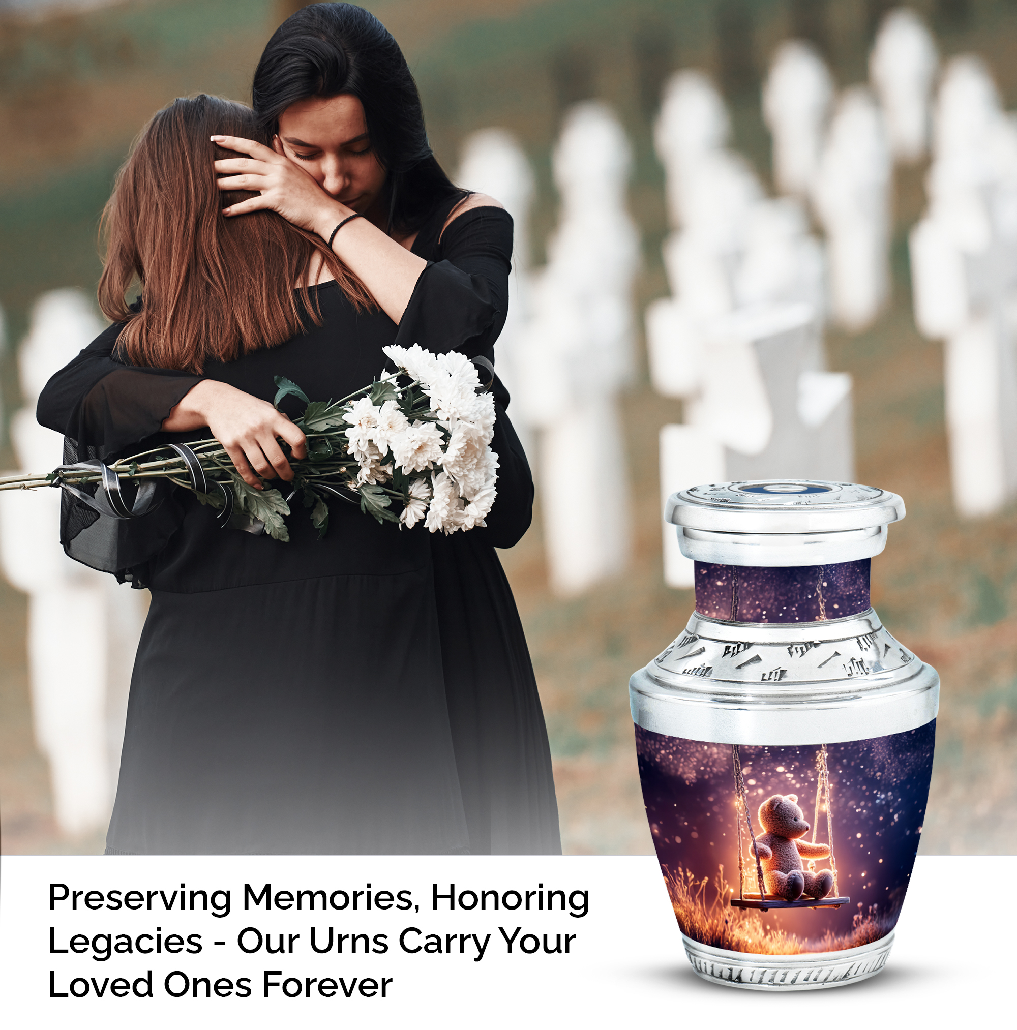 MUKTIVE Teddy Bear Cremation Keepsake Urns for Adult Male Female Ashes - Purple Small Funeral Urn for Human Ashes - Mini Cremated Remains Containers - Remembrance Gift for Loss of Mother (3 Inch)