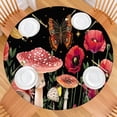 thumbnail image 2 of Red Mushroom Fantasy Black Pattern Round Fitted Tablecloth with Elastic Edge,Dining Table Cover Waterproof,Outdoor Round Tablecloth for Camping,Dining,Indoor and Outdoor, 2 of 7