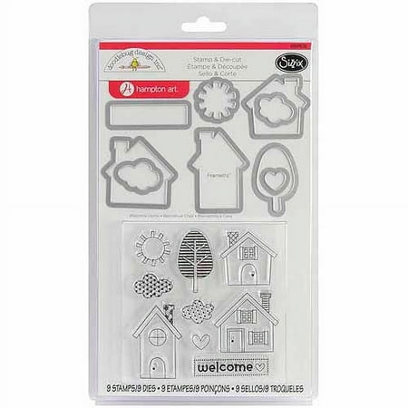Sizzix Framelits Dies 9/Pkg W/Clear Stamps By Doodlebug-Welcome Home