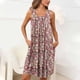 thumbnail image 1 of Camisón de mujer con estampado y bolsillos, sin mangas, plisado, cuello redondo, 1 of 7