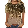 thumbnail image 2 of Taqqpue Sparkling Crystal T-Shirts for Women Fashion Glitter Print Short Sleeve Tee Tops Dressy Crewneck Blouses Spring Tunic Shirts, 2 of 4