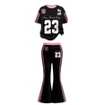thumbnail image 5 of Jamsmile Toddler Girls Athletic Outfits Sets Summer Long Sleeve Tops With Flare Pants Soft 2 Piece Girls Football Tracksuits, 5 of 7