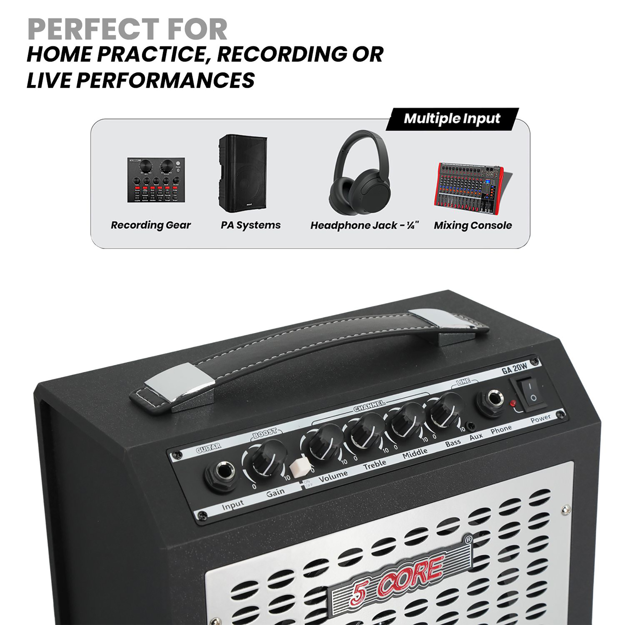 Mini 20W Guitar Amplifier with Speaker & Headphone Jack