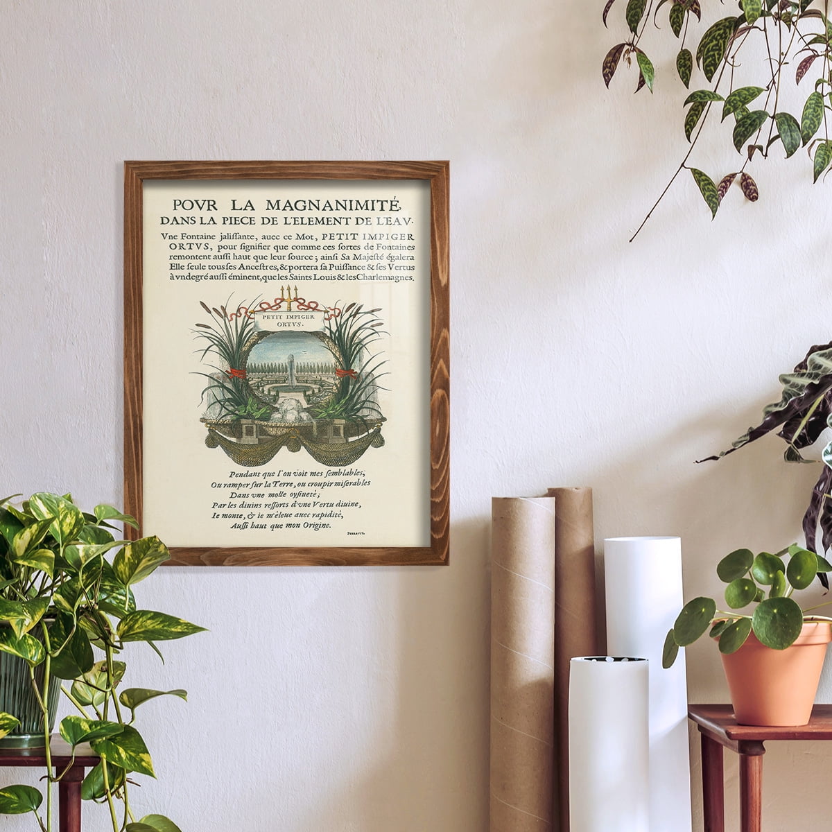 Printed Embellished Bookplate II - Framed Print w/glass - Walnut
