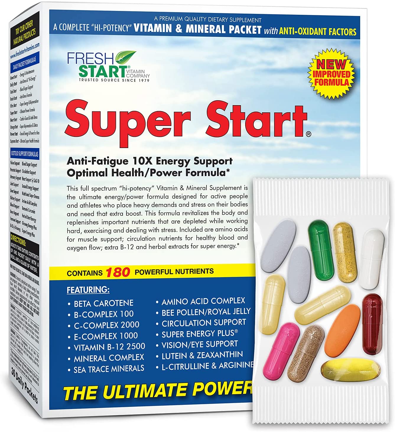 Super Start Complete Daily Vitamin Pack 10X Energy, Stamina, Muscle