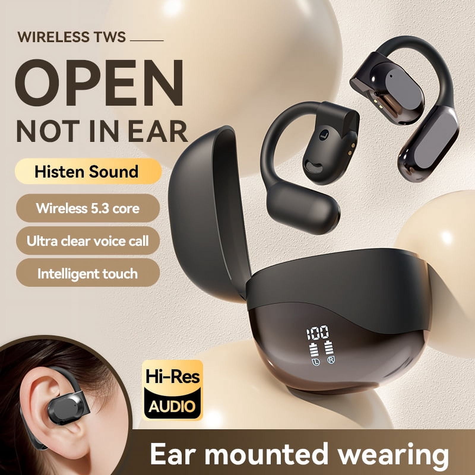 TWS M62 Wireless Earphone HD W/translation Capabilities - Earbuds - Black