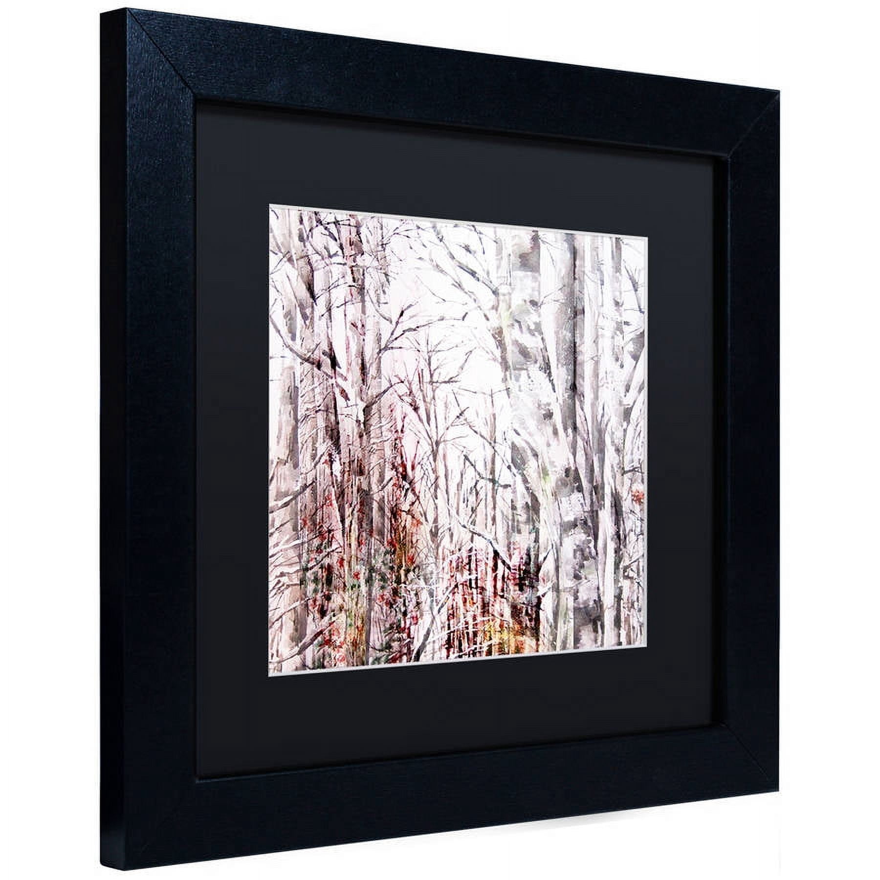Trademark Fine Art "Winter Trees" Canvas Art by Lisa Powell Braun, Black Matte, Black Frame