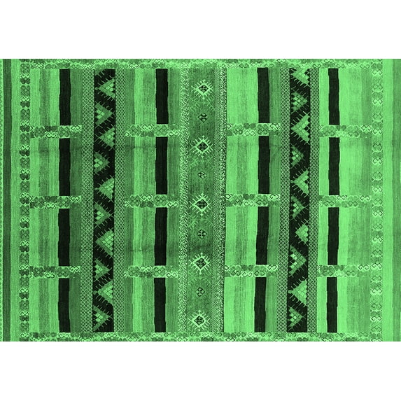 Ahgly Company Indoor Rectangle Oriental Emerald Green Industrial Area Rugs, 5' x 7'