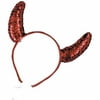 Red Sequin Devil Horns Adult Halloween Accessory