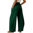 thumbnail image 4 of IYYVV Womens Balloon Pants Wide Leg Barrel Pants Baggy Trousers Elastic Waist Casual Lounge Travel Pants with Pockets Green M, 4 of 6