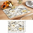 thumbnail image 6 of Yellow Grey Botanical Placemats Set of 4 Spring Floral Summer Birds Vintage Place Mats Indoor Wipeable Table Mats Washable Cloth Dining Table Placemats for Kitchen Holiday Party Home Decor 13x19 Inch, 6 of 9