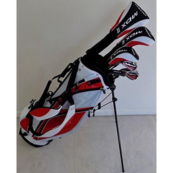 New Mens Left Handed Complete Golf Club Set Driver, Fairway Wood, Hybrid, Irons, Putter & Stand Bag Firm Flex LH