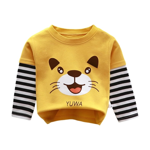 Karoyedx Toddler Clothes for Boys Toddler Boys Long Sleeve Crewneck Graphic T-Shirts Kids Clothes Top Tee Boys Fall Shirts Yellow Size,3-4 Years