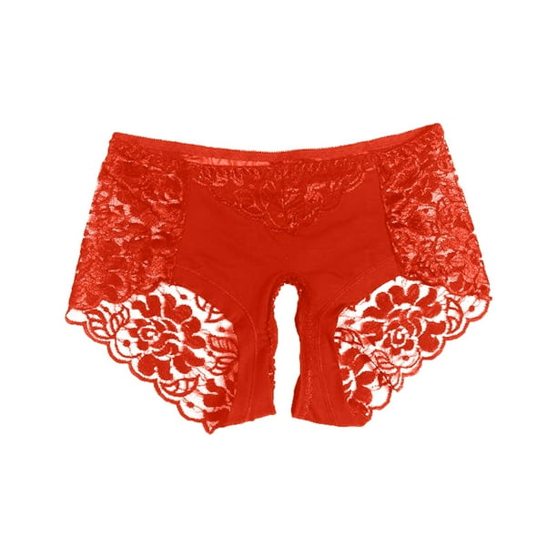 Braguitas tanga sexy de encaje con abertura en la entrepierna para hombre y mujer: ropa interior seductora de cintura baja con ajuste elástico y diseño sensual