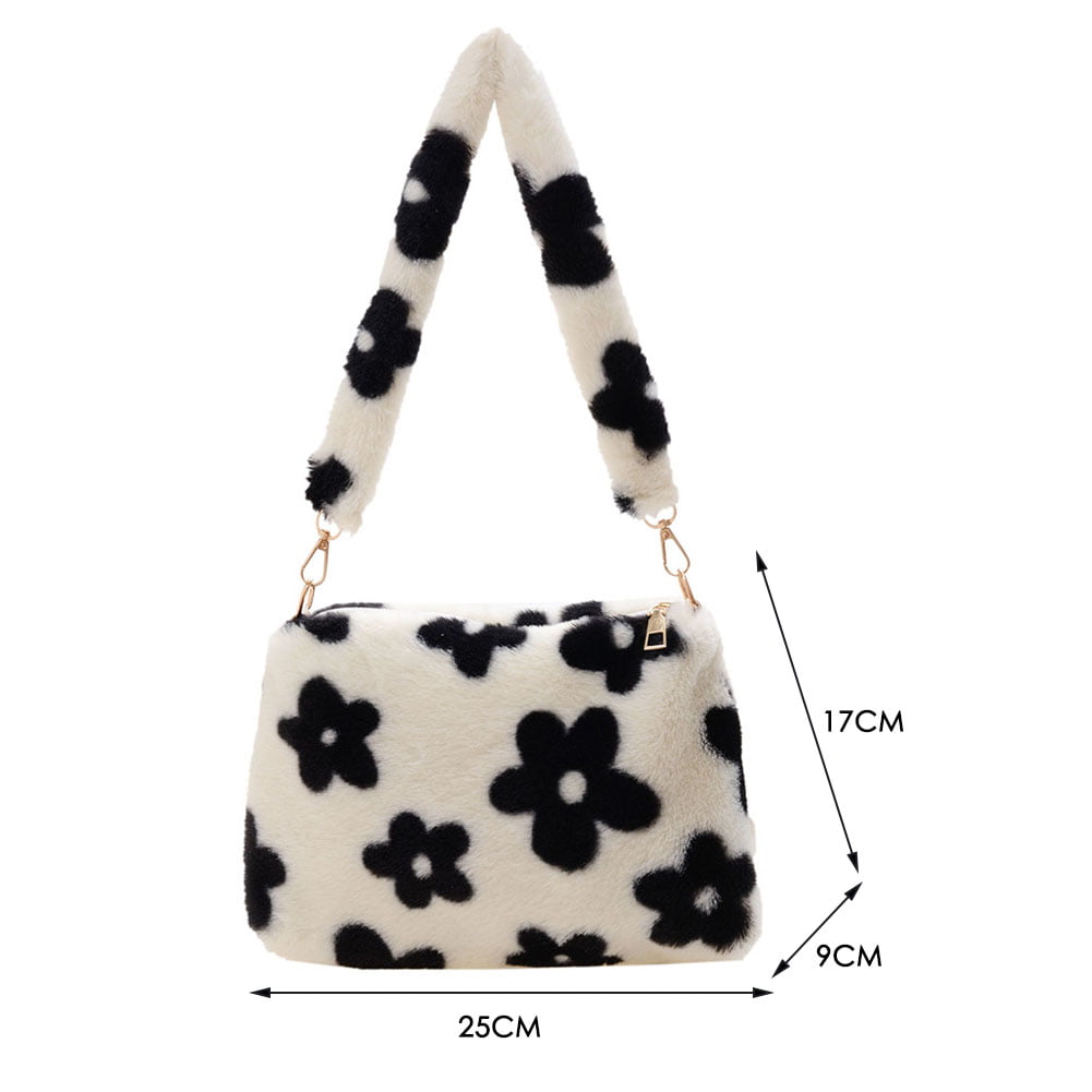 betray Morse code Sculpture Tiyuyo Fashion Flower Print Shoulder Bag Women Winter Plush Small Handbag  (Purple) - Walmart.com