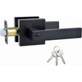 thumbnail image 1 of Straight Style Door Lever KeyedAlike Entry Function Door Handle Exterior Interior Entry Lock with Keys Matte Door Handleset, 1 of 6