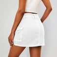 thumbnail image 4 of SONXAHE Dual Button Waist Cargo Mini Skirt for Women Side Cargo Pocket Street Daily Denim Skort, 4 of 6