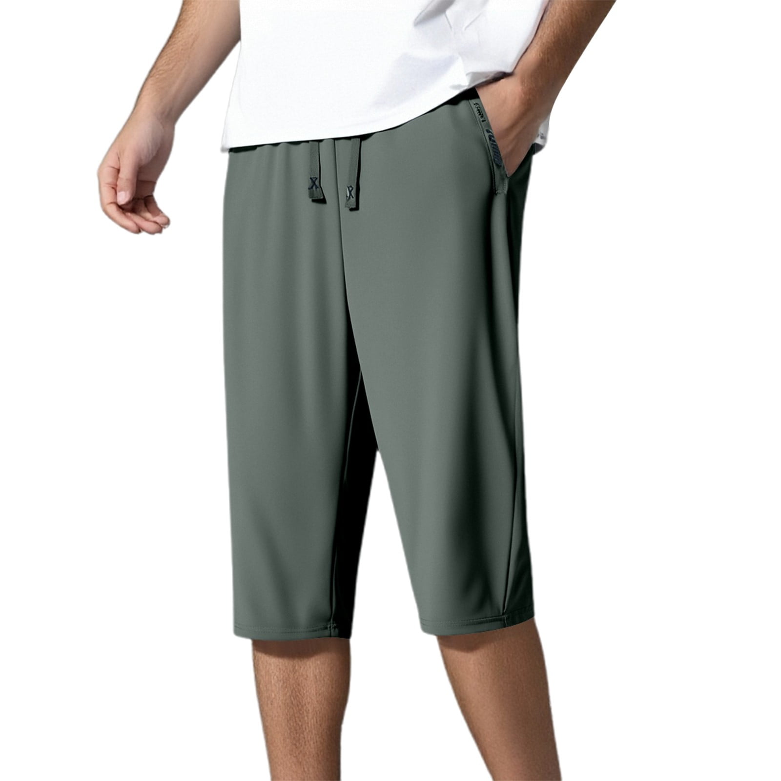 Men's Ice Silk 3/4 Pants - Lightweight Loose Fit for Summer