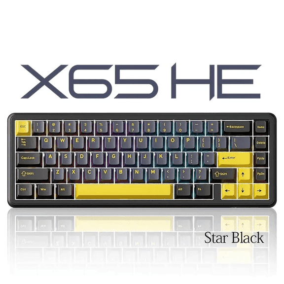 ATTACK SHARK Rapid Trigger Gaming Keyboard & Mouse Combo, X65 HE Wired Magnetic Switch Keyboard and R1 Wireless 59g Superlight Mouse w/Anti-Slip Grip (8000Hz, RT 0.01mm, RGB, 65hrs Battery)