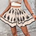 thumbnail image 7 of Women's Boho Printed Shorts High Waist Elastic Drawstring Flowy Casual Summer Outfit Loose Fit Wide Leg Lounge Beach Vacation Festival Streetwear Beige L, 7 of 7
