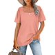 thumbnail image 1 of Camisetas de mujer Camisetas de manga abullonada con cuello cuadrado de verano para mujer, 1 of 3