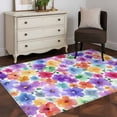 thumbnail image 4 of Colorful Flowers Area Rug 4x6 Washable Rug Non Slip Spring Botanical Watercolor Floral Large Area Rug Indoor Floor Carpet for Entryway Bedroom Kitchen Living Room Home Office Dining Room Nursery, 4 of 8