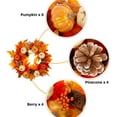 thumbnail image 3 of Simzone 20" Autumn Wreath Fall Wreath Artificial Thanksgiving Decorations Halloween Front Door Wreath Harvest Farmhouse Wreath with Maple Leaf Pumpkins Pinecones Berries 布/树藤 感恩节南瓜花环 20, 3 of 7