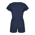 thumbnail image 5 of HOZADOIE Womens Lounge Set Novel Spring Summer Solid Color Crew Neck Casual Short Sleeves Cropped Ruffled Top Relaxed Drawstring Shorts with Pockets Matching Two Piece Set, 5 of 9