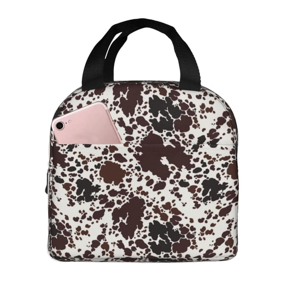 Defioc Cow Skin Print Lunch Box,Lunch Bag for Women Men Reusable Insulated Lunch Tote for Work/Office/Picnic/Travel