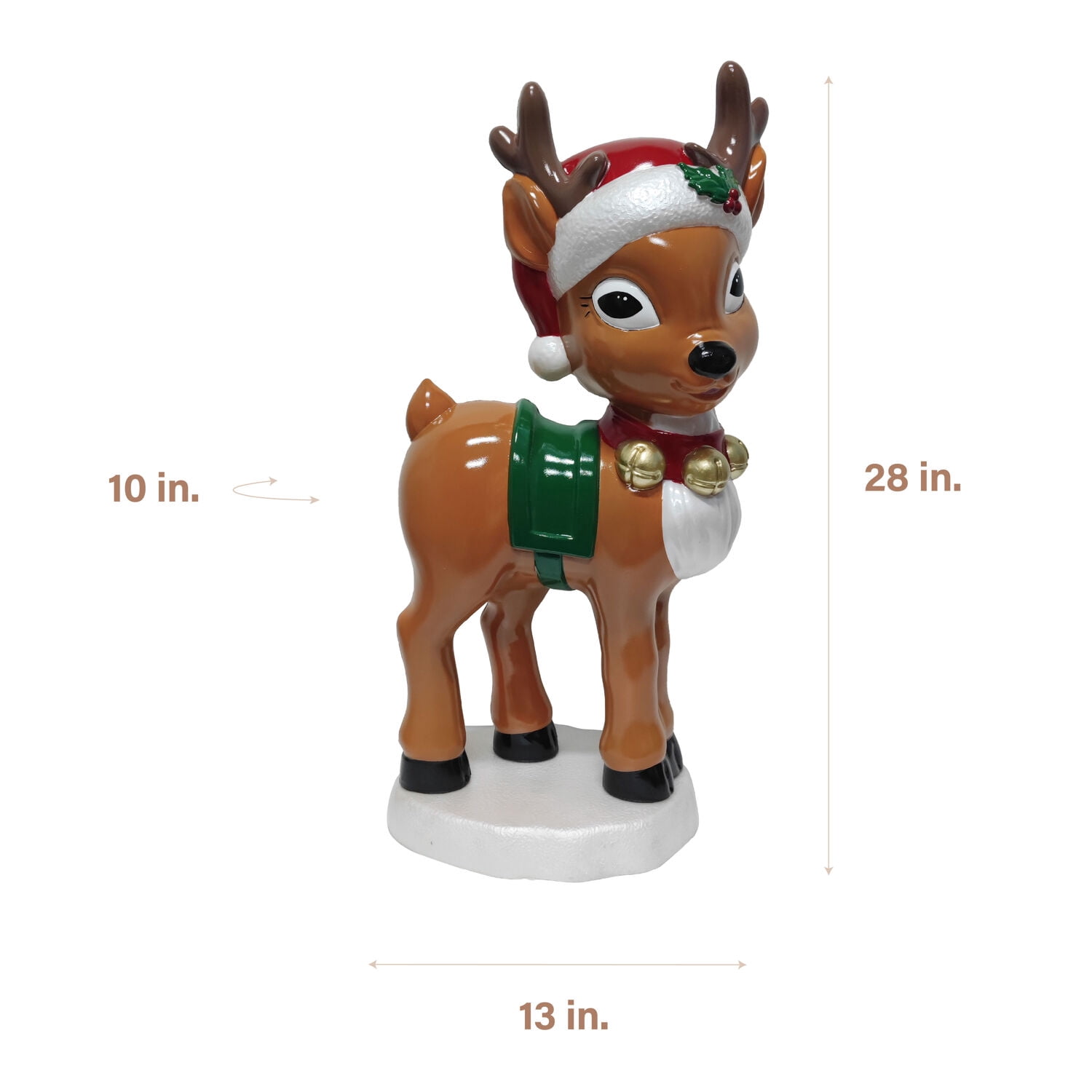 Fraser Hill Farm 28” Reindeer with Santa Hat Christmas Blow Mold, FFBM-1RND-MLT