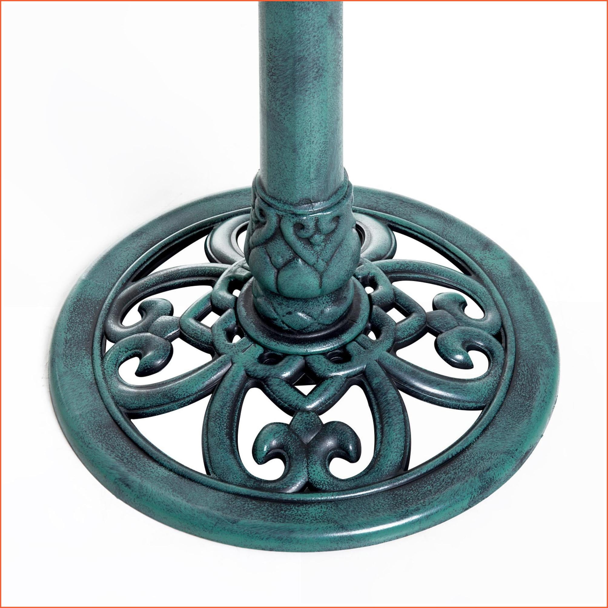Outdoor Bird Bath | 28" Traditional Rustic Resin Bird Bath, Time-Worn Sage Green Finish, For Garden Backyard | Gardening Accessory Set