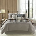 thumbnail image 6 of Izzovium 7-Piece Herringbone Comforter Set for Cal King Beds - Neutral Buffalo Plaid Pattern, Polyester Bedding with Pillows & Skirt, 6 of 13