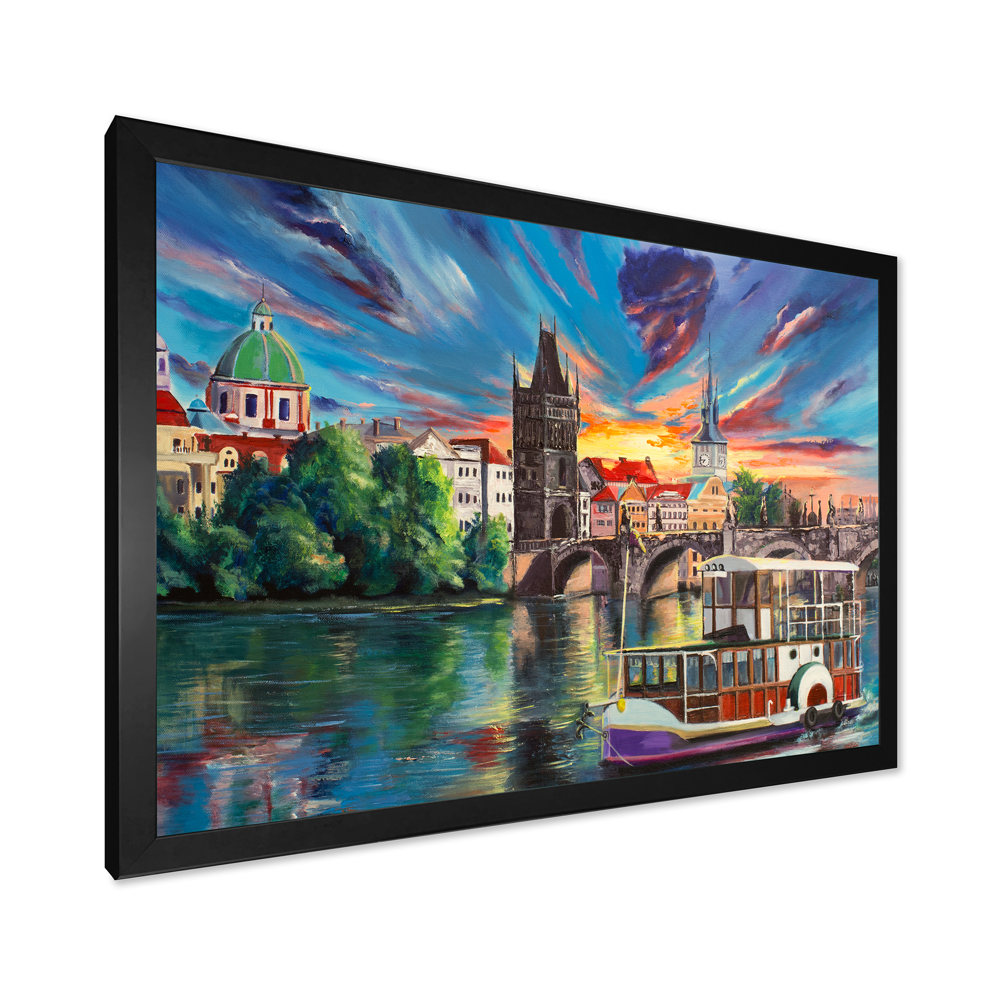 Designart 'Sunset Over Cityview Of Prague' Children's Art Framed Art Print